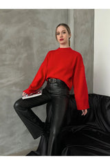 Kadın Yeni Sezon Premium Kırmızı Kalite Kazak 7777