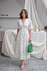 KADIN YENİ SEZON YAZLIK UZUN ÇİÇEKLİ MUSLİN ELBİSE