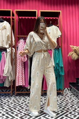 Embroidered Linen Suit Design Casual