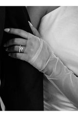 Aec Prive Siyah Tül Eldiven Mükemmel Düğün Aksesuarı