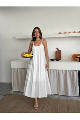 Aec Prive Kadın Yazlık Uzun Elbise - Şık Beyaz Tasarım