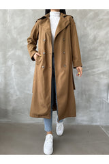 KADIN YENİ SEZON KAHVERENGİ İÇİ ASTARLI TRENÇKOT