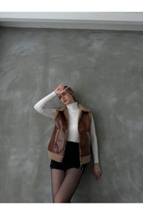 WOMEN'S NEW SEASON PREMIUM QUALITY FUR-LINING LEATHER VEST 7777