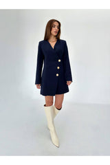 KADIN YENİ SEZON GOLD DÜĞME DETAYLI CEKET ELBİSE 777