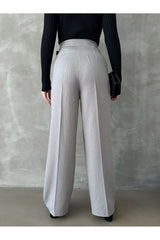 KADIN YENİ SEZON PREMİUM KALİTE KEMERLİ ÇİZGİLİ PALAZZO PANTOLON 777