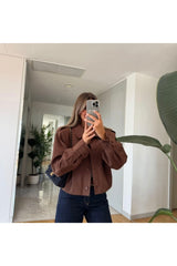 Aec Prive Kadın Su Geçirmez Crop Trençkot