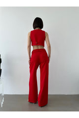 Aec Prive Women's New Season Vest Palazzo Pants Two-Piece Suit 7777