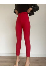 Kadın Ultra Yüksek Bel Likralı Dar Paça Kumaş Pantolon