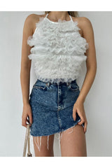Aec Prive Kadın Tüllü Crop Top - Şık ve Rahat