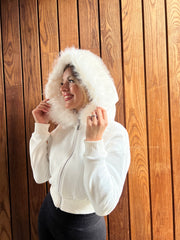 Aec Prive Kadın Kürk Detaylı 3 İplik Şardonlu Sweatshirt