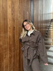 Women's New Season Trend Elizabeth Denim Jacket Trousers Set 7777