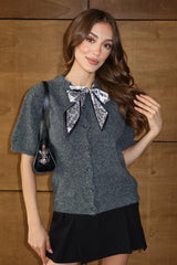 Aec Prive Kadın Kısa Kollu Yumoş Flarlı Kazak