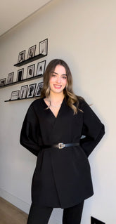 Aec Prive Kadın Oversize Şık Kemerli Blazer Ceket