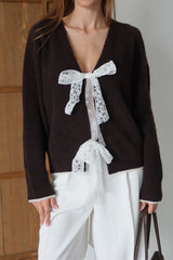 Aec Prive Kadın Dantelli Kurdele Detaylı Pinterest Hırka