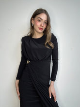 Aec Prive Kadın Lora Gold Detaylı Şık Uzun Elbise -5643