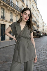 Aec Prive Kadın Premium Kalite Pamuklu Yelek Pantolon Takım