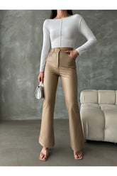 Aec Prive kadın acı kahve deri pantolon, şık kesim ve modern tasarımıyla günlük kullanım için ideal