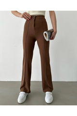 Aec Prive kadın kahverengi yüksek bel pantolon, şık kesimiyle günlük giyimde modern bir seçenek