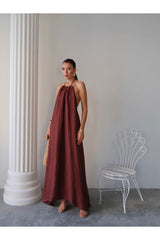 Aec Prive kadın keten uzun elbise, zarif ve şık tasarımıyla modern kadınlar için ideal