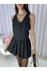 Aec Prive siyah kadın yelek etek takım, şık ve rahat tasarımla günlük kullanım için ideal.