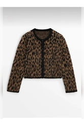 Aec Prive leopar desenli kadın hırka, şık ve rahat bir görünüm için ideal bir seçenek