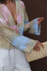 Aec Prive pamuklu kadın kimona gömlek, pastel renklerle şık bir tasarıma sahip, rahat giyim için ideal