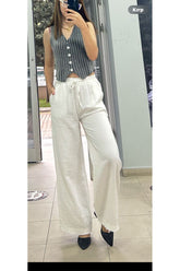 Aec Prive Pamuklu Müslin Palazzo Pantolon ile şık bir yaz stili, geniş kesim ve rahat görünüm