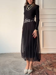 Aec Prive Kadın Tül Detaylı Maxi Elbise