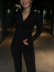 Aec Prive Kadın Parmak Geçirmeli Bluz Pantolon Takım