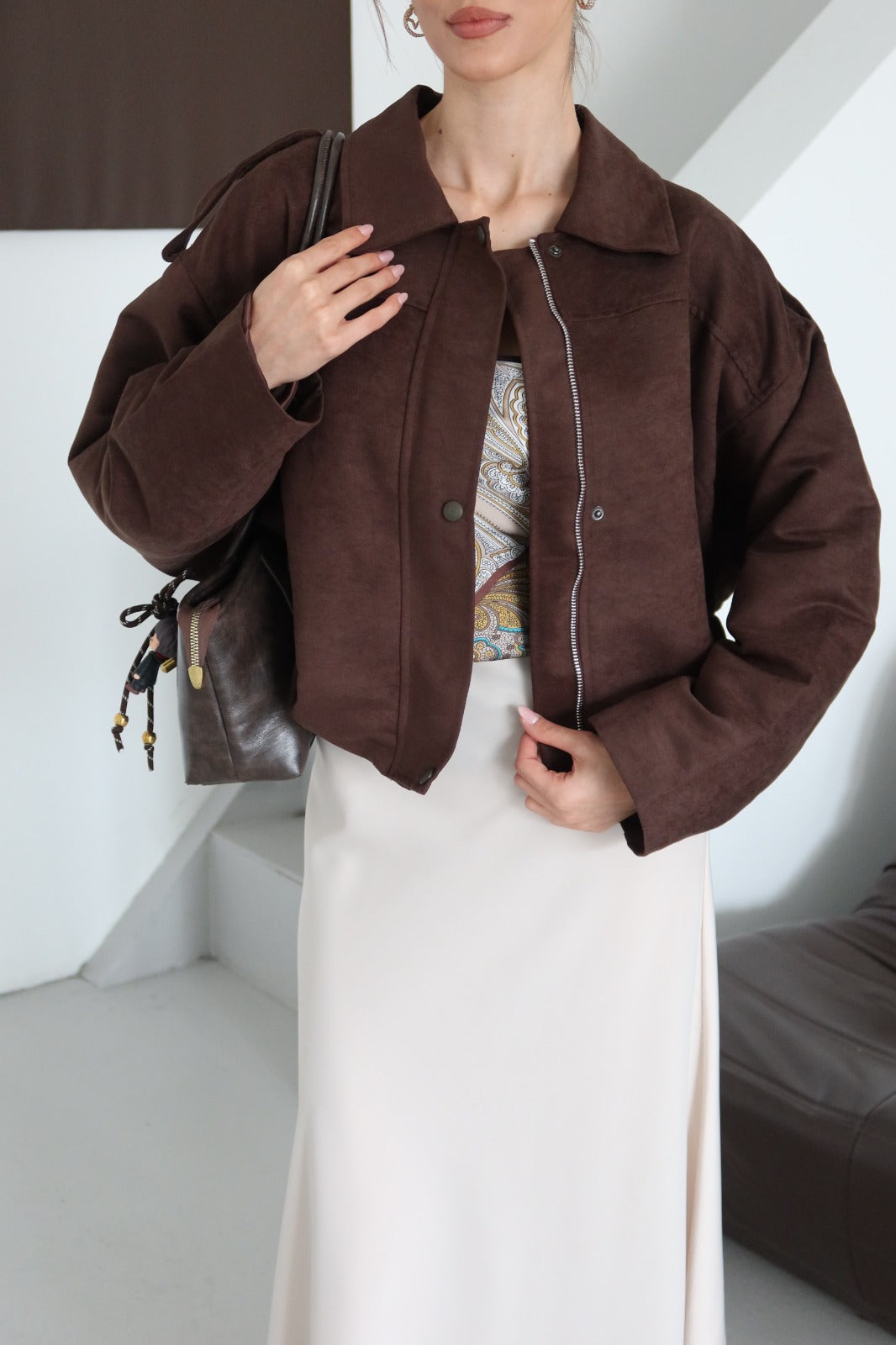 Aec Prive Kadın Süet Bomber Ceket - Rahat ve Şık