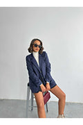 Aec Prive Women's Navy Suede Blazer Jacket
