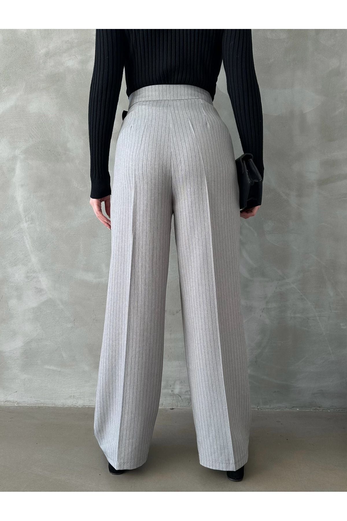 WOMEN'S NEW SEASON PREMIUM QUALITY BELTED STRIPED PALAZZO TROUSERS 777