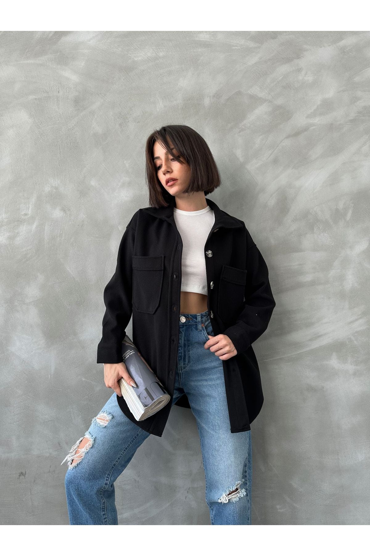 WOMEN'S LONG OVERSIZED CACHET SHIRT 7777
