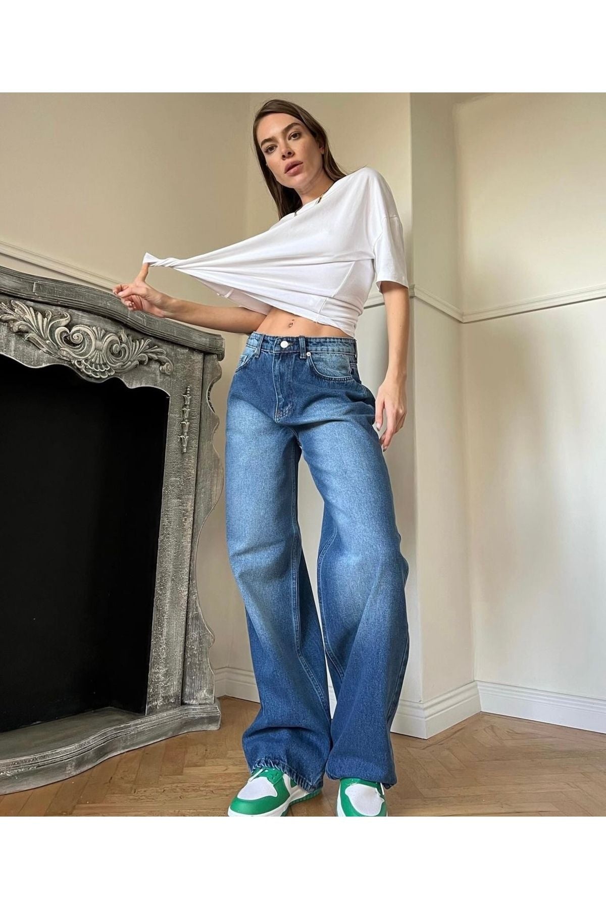 Kadın Yeni Sezon Wide Leg Palazzo Jean 7777