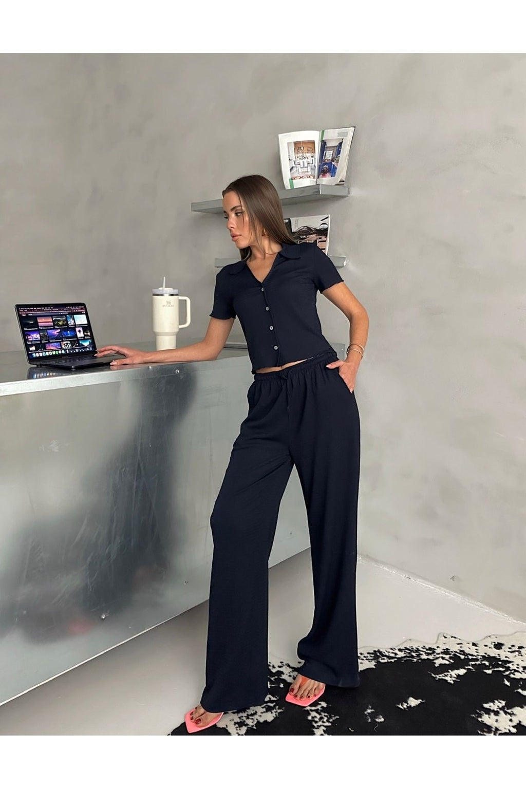 WOMEN'S NEW SEASON TINA SLIM FIT BLOUSE PALAZZO SUIT 777