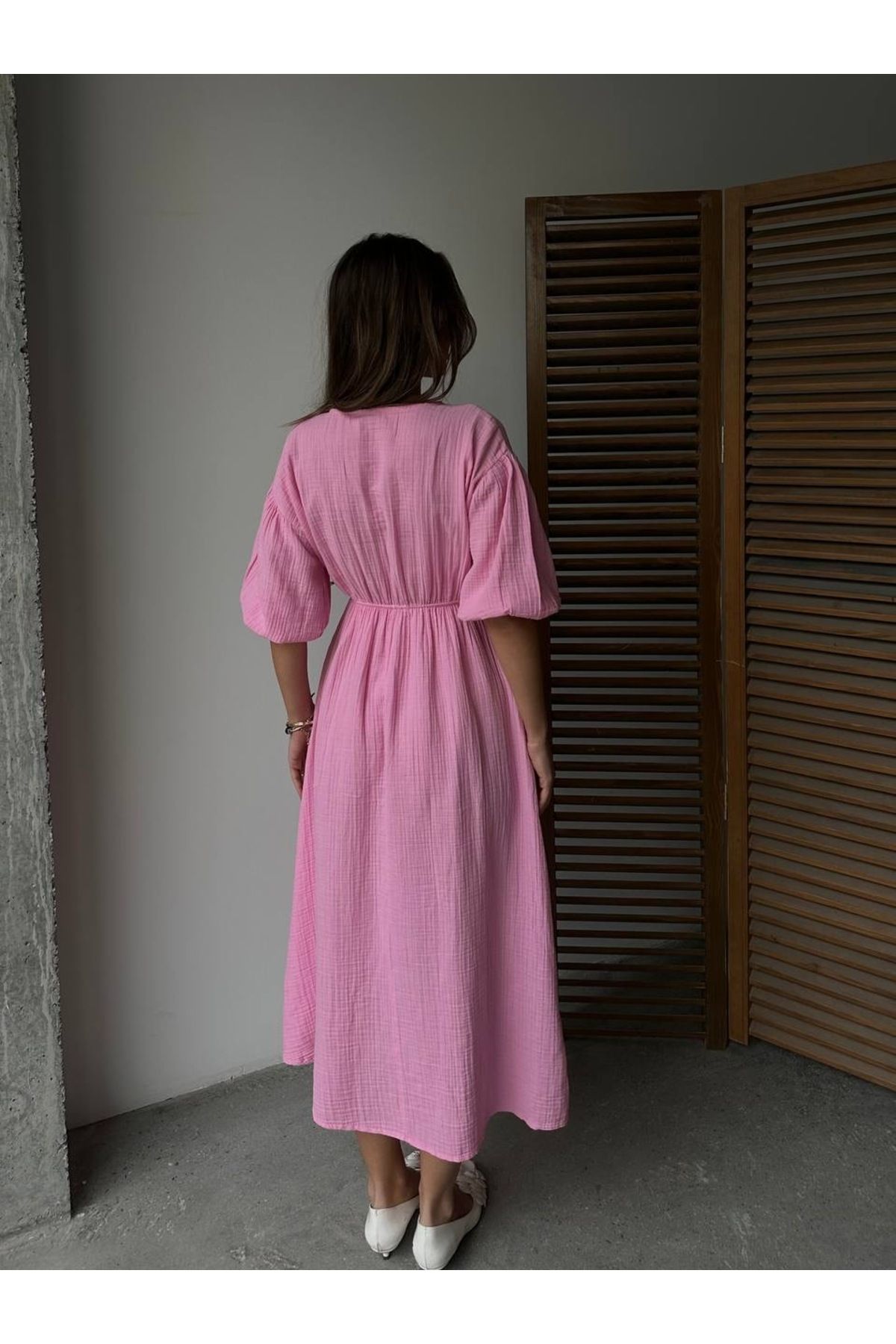 KADIN YENİ SEZON YAZLIK UZUN MUSLİN ELBİSE