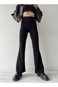 Women's Black High Waist Flared Leggings Pants