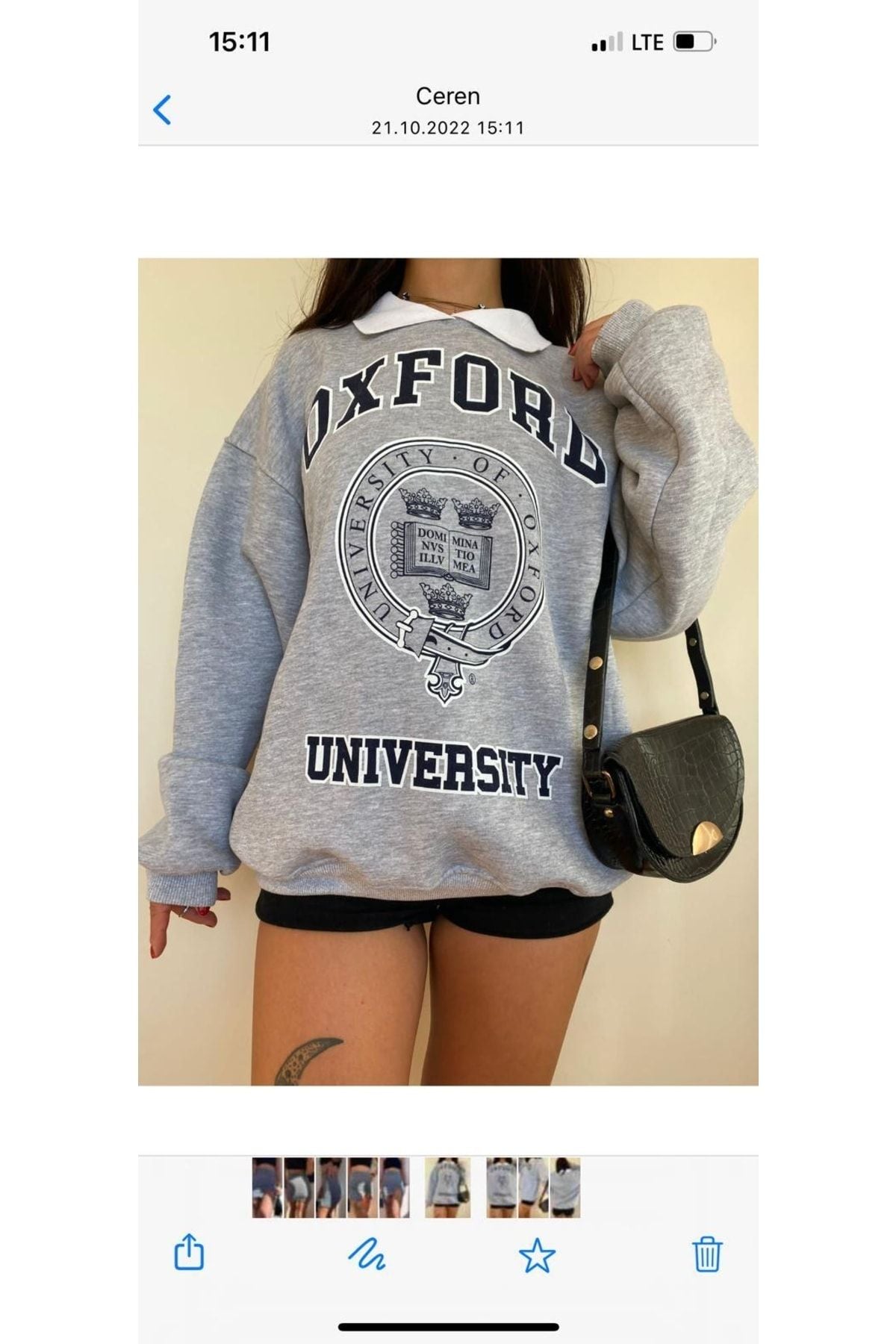 Yakalı Oversize Oxford Sweatshirt