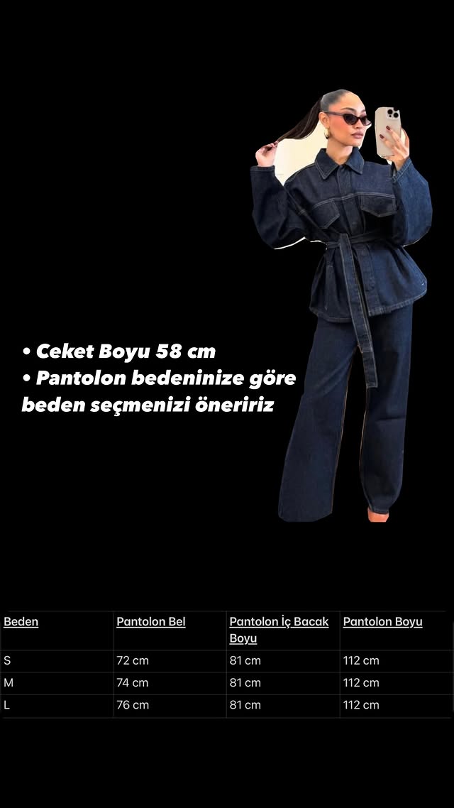 Aec Prive Women's Stylish Design Denim Jacket and Pants Set