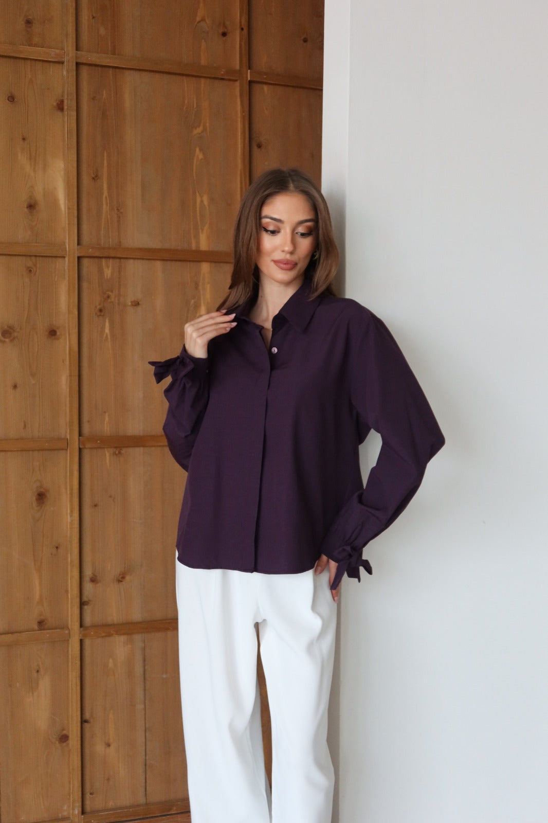 Aec Prive Women's Basic Elegant Shirt with Sleeve Details