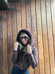 Aec Prive Kadın Kürk Detaylı 3 İplik Şardonlu Sweatshirt