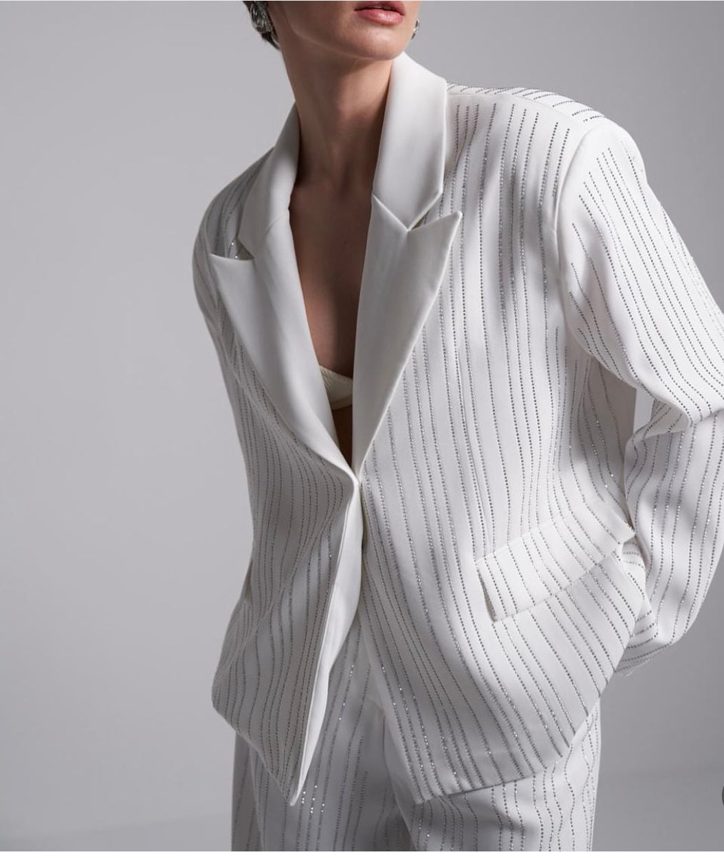 Aec Prive Premium Kalite Şık Taşlı Blazer Ceket Pantolon Takım