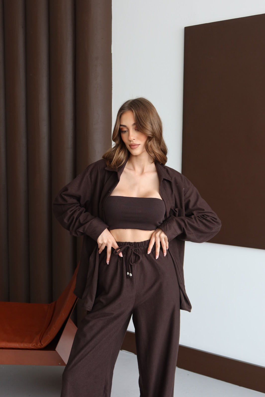 Aec Private Women's Sports Thessaloniki Fabric Shirt and Trousers Set