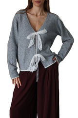 Aec Prive Kadın Dantelli Kurdele Detaylı Pinterest Hırka