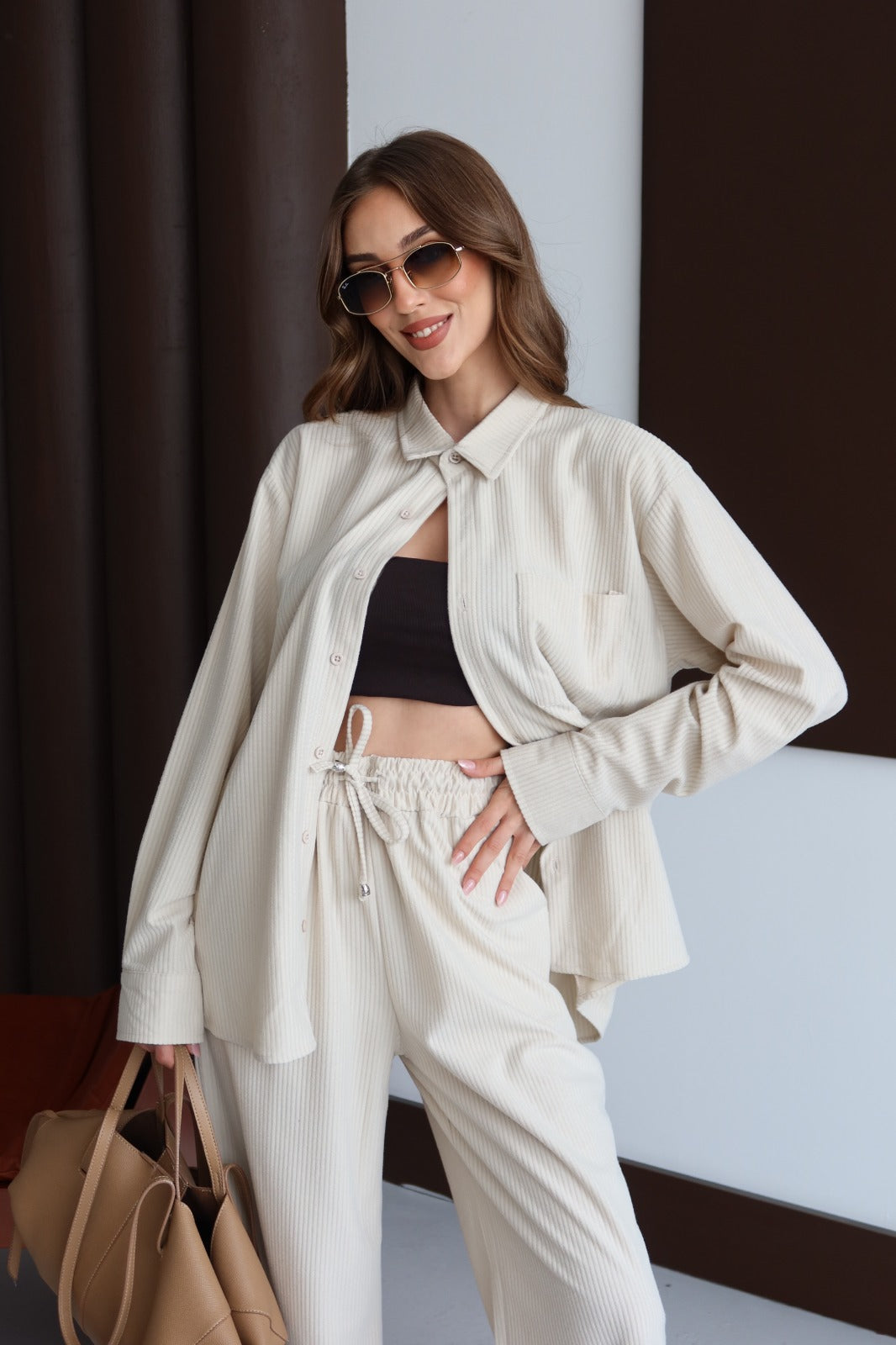 Aec Private Women's Sports Thessaloniki Fabric Shirt and Trousers Set