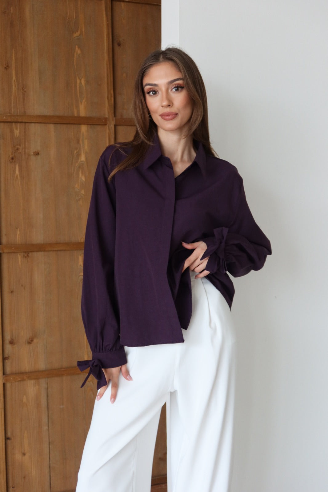 Aec Prive Women's Basic Elegant Shirt with Sleeve Details