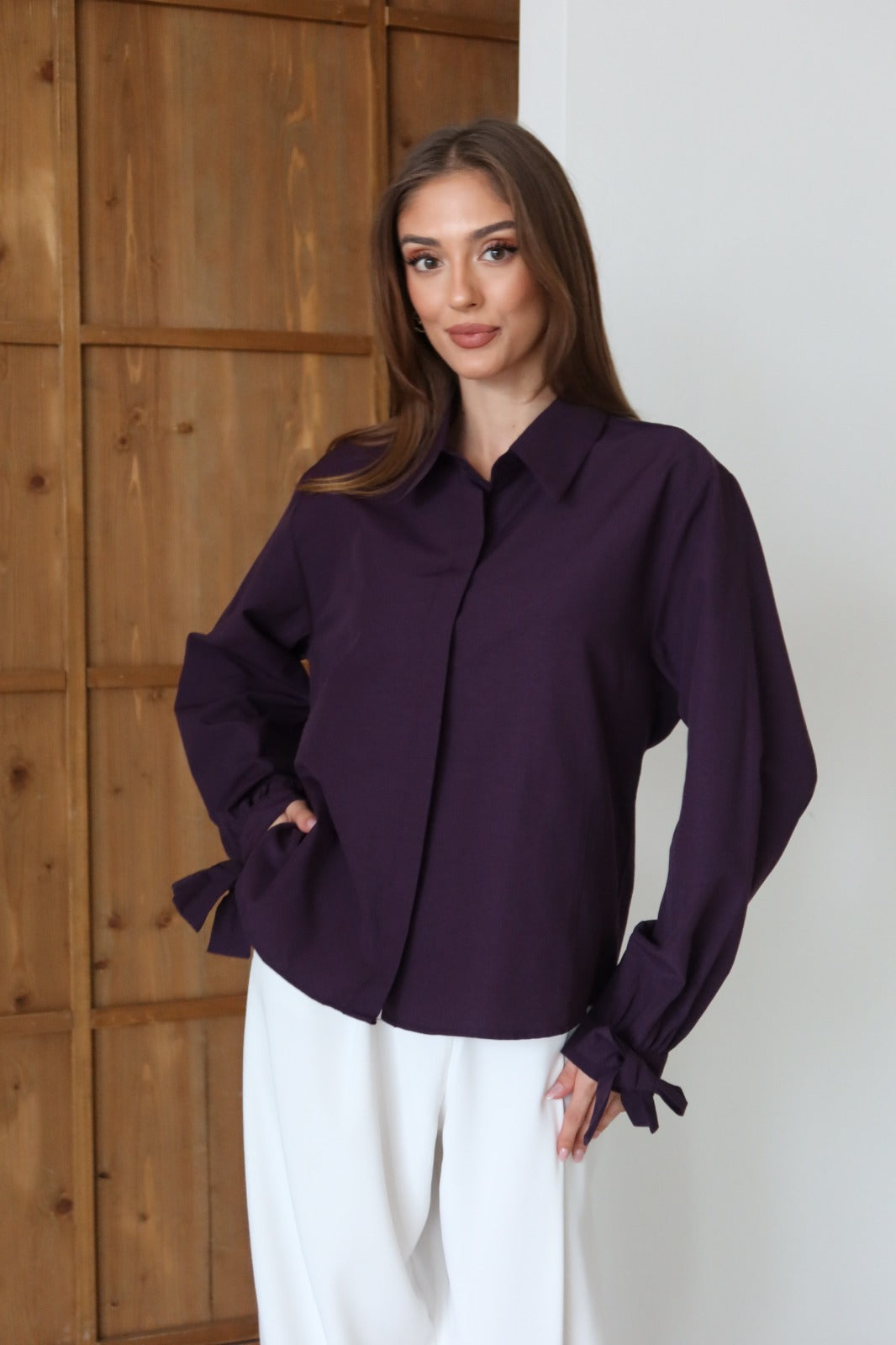 Aec Prive Women's Basic Elegant Shirt with Sleeve Details