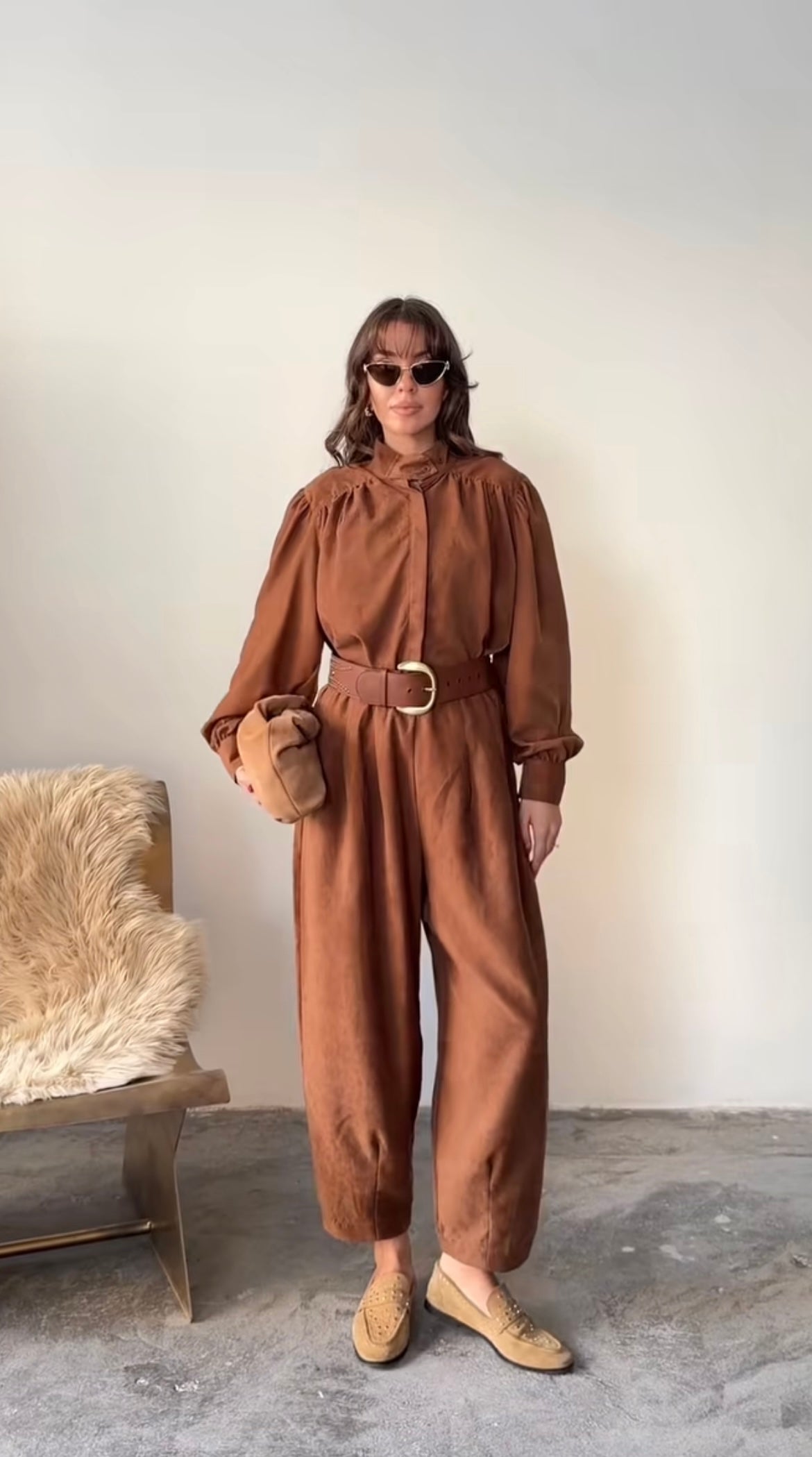 Aec Prive Kadın Süet Gömlek Pantolon Takım