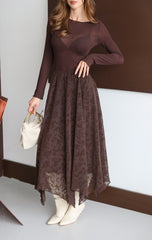 Aec Prive Kadın Vintage Kadife Dokulu Asimetrik Etek