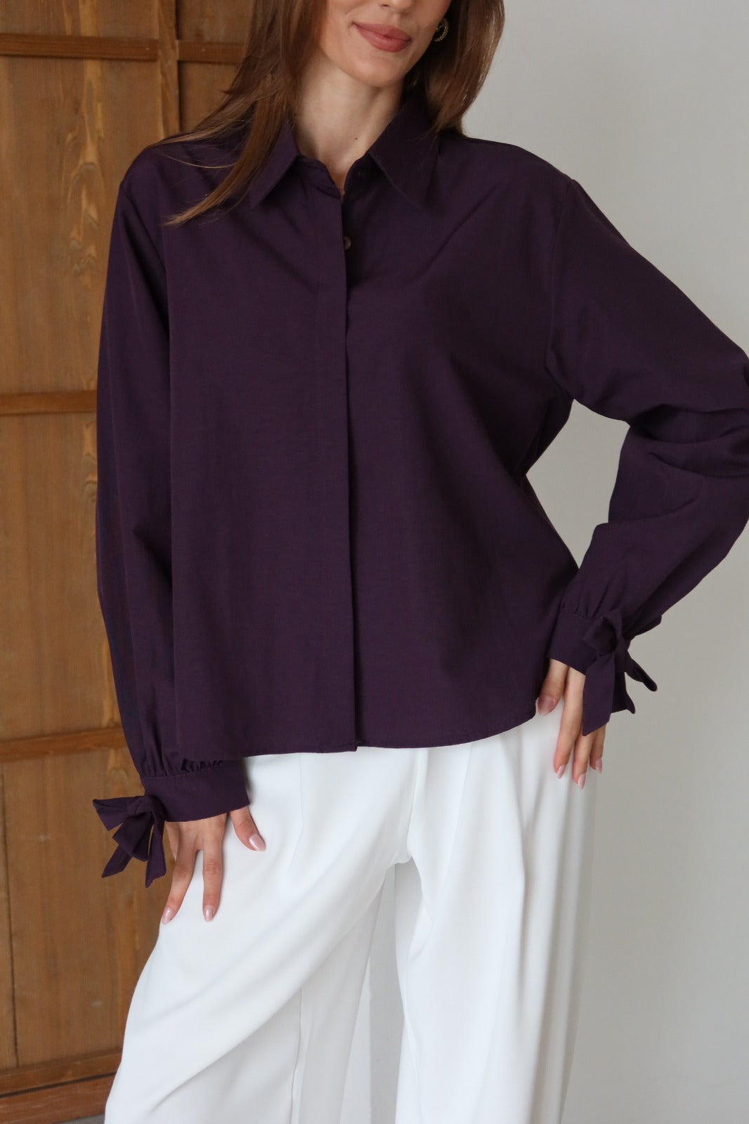 Aec Prive Women's Basic Elegant Shirt with Sleeve Details